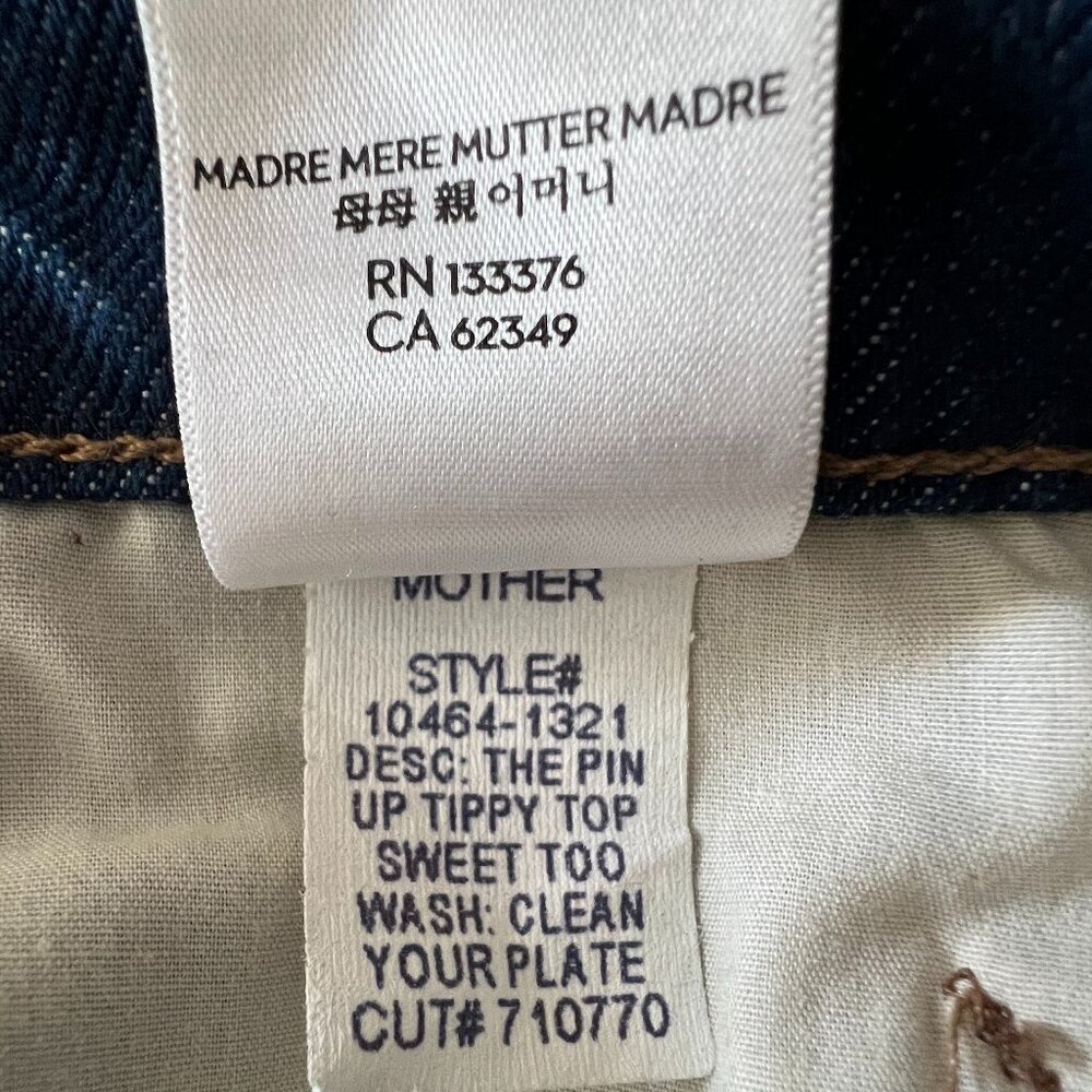 MOTHER Denim SNACKS The Pin Up Tippy Top Sweet Tooth Hover Blue Jeans 27 4 6 NWT - Picture 10 of 16